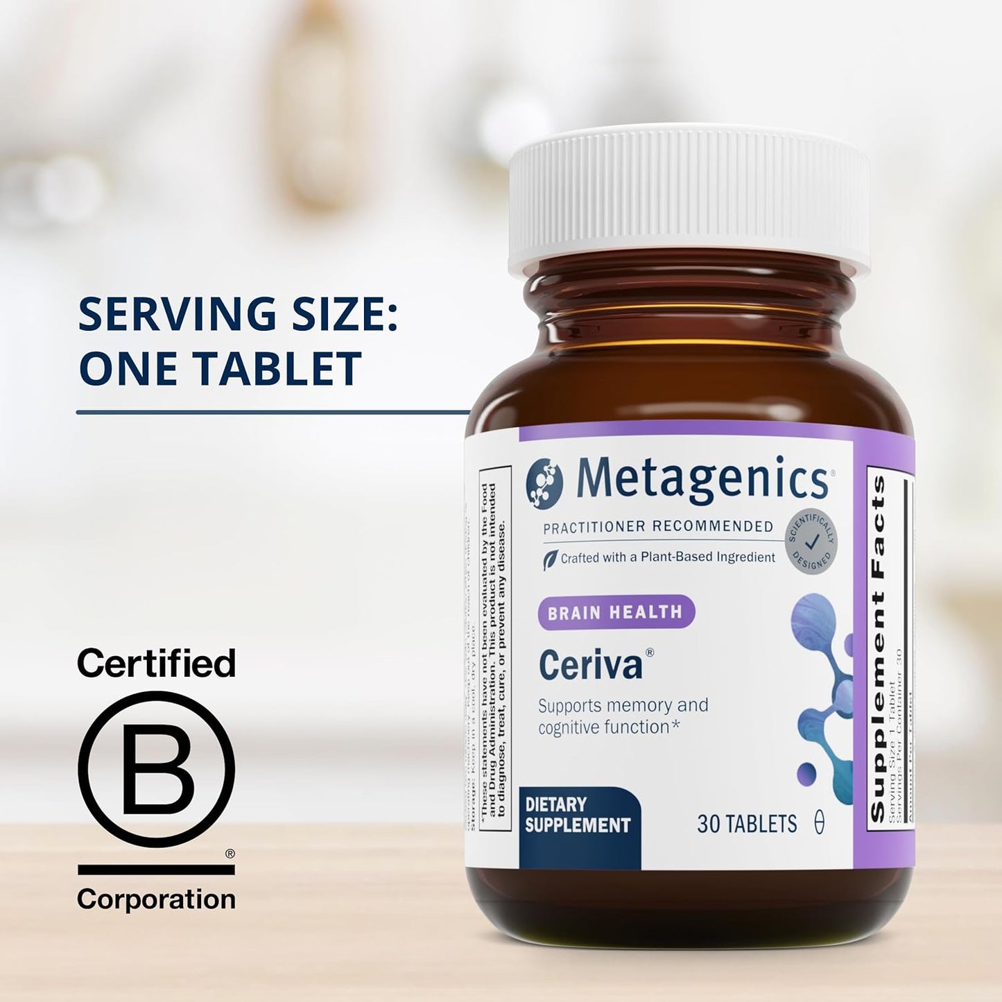 Metagenics Ceriva - Brain Health & Memory Support Supplement - Enhances Brain Focus - Non-GMO & Gluten-Free - 30 Tablets