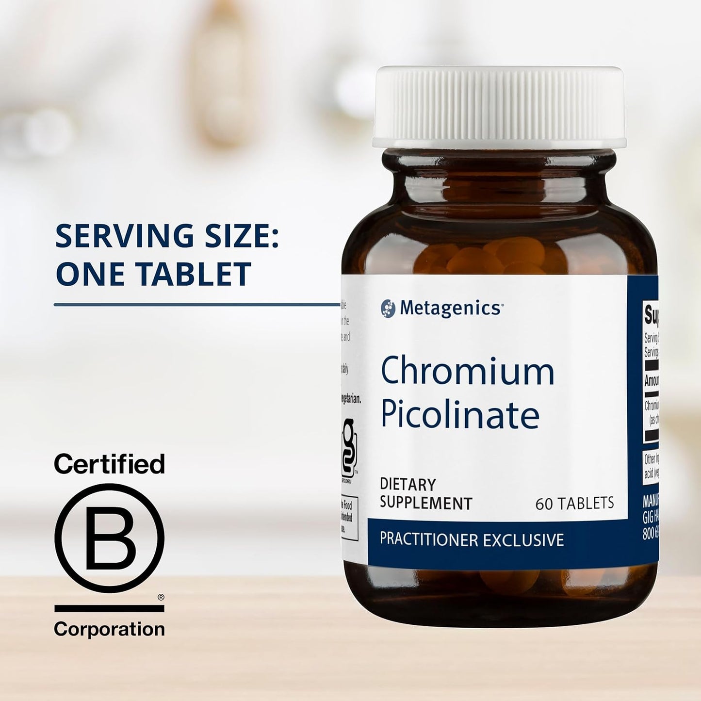 Metagenics Chromium Picolinate Supplement - Supports Metabolism with Bioavailable Chromium - Non-GMO, Vegetarian, Gluten-Free - 60 Capsules