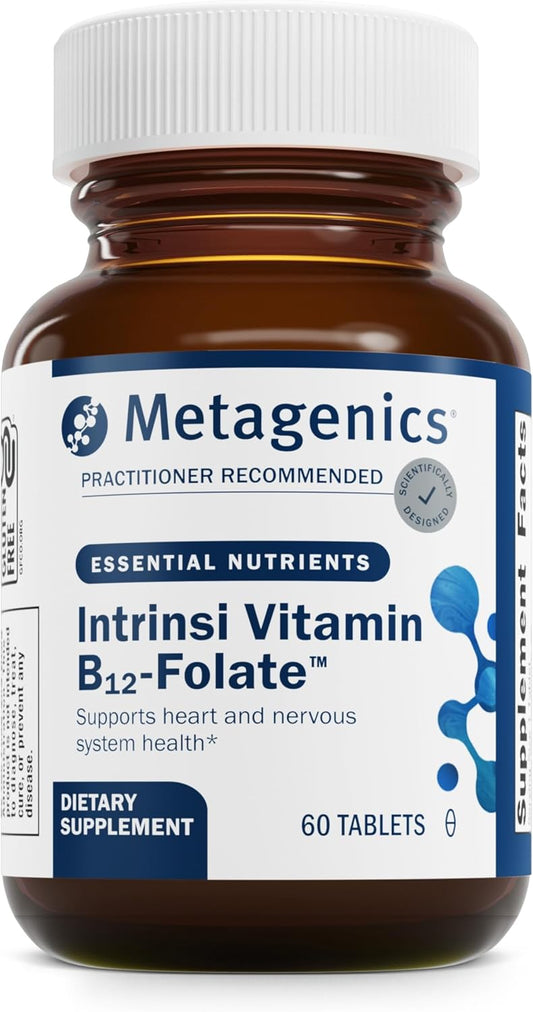 Metagenics Intrinsi Vitamin B12-Folate Tablets for Nervous System & Heart Health - Methylcobalamin Supplement with Intrinsic Factor for Absorption - 60 Count