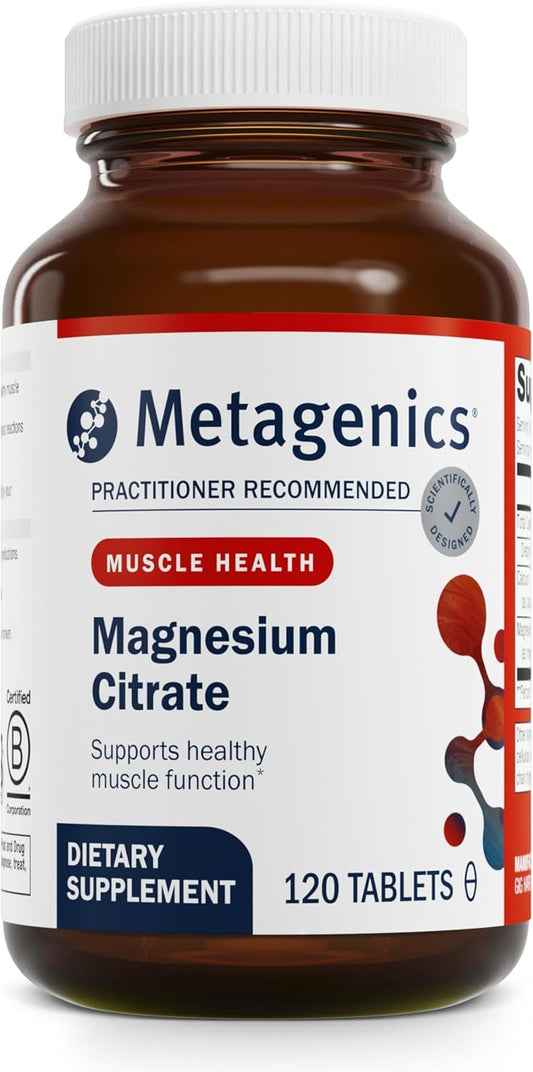 Metagenics Magnesium Citrate Capsules - 300mg Magnesium, 60mg Calcium - Supports Muscle & Bone Health - Gluten-Free, Vegetarian - 120ct