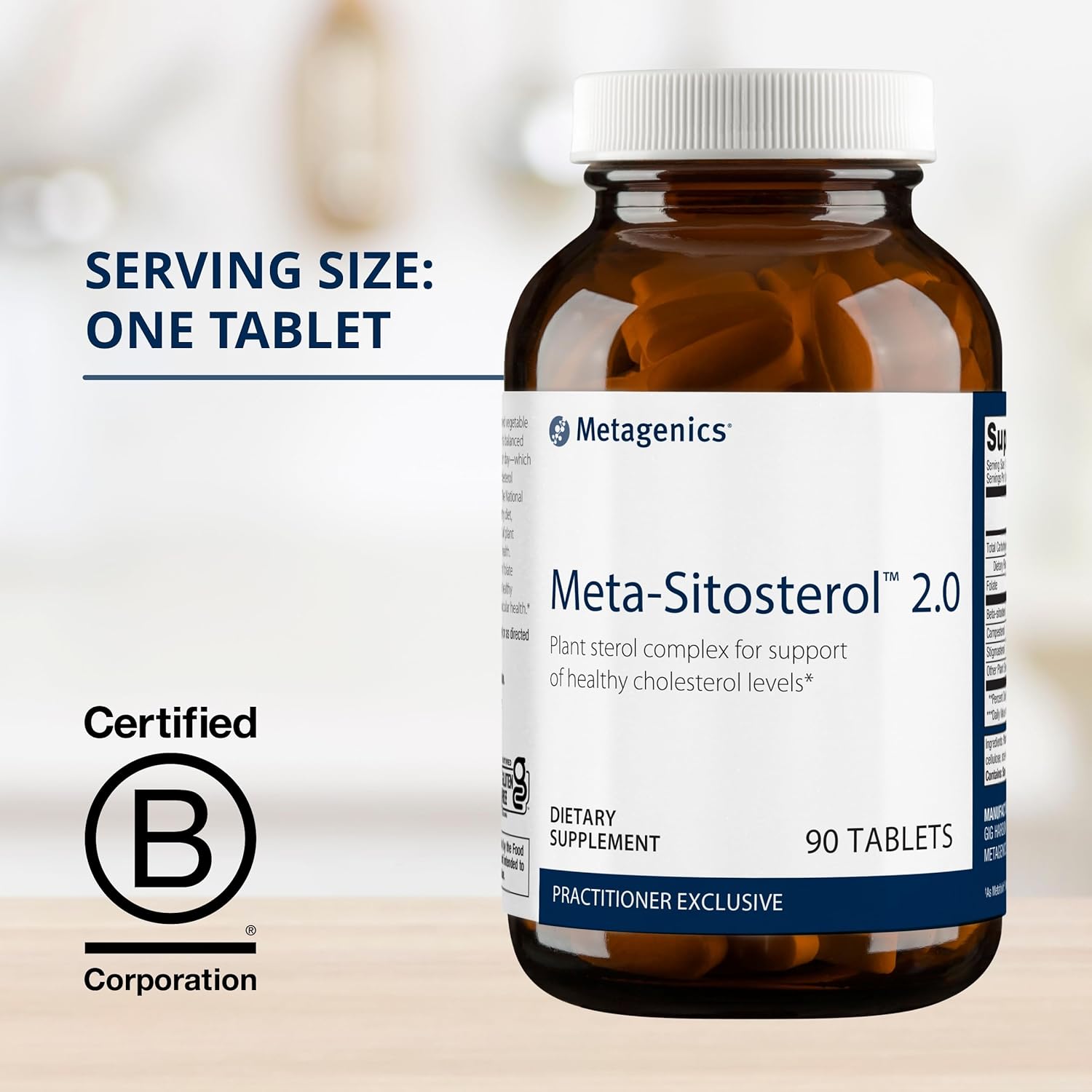 Metagenics Meta-Sitosterol 2.0 Plant Sterol Complex with Folate - Supports Healthy Cholesterol Levels - Gluten-Free Vegetarian Tablets