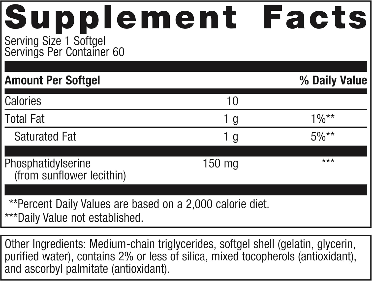 Metagenics Phosphatidylserine Softgels - Brain Support Supplement for Focus & Learning - Non-GMO & Gluten-Free - 60 Count
