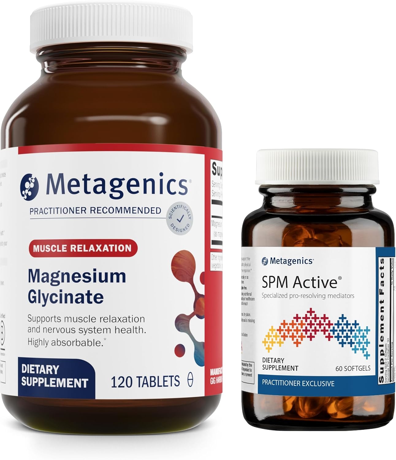 Metagenics Relief Duo: Magnesium Glycinate Tablets & SPM Active Softgels - Nervous System & Joint Support