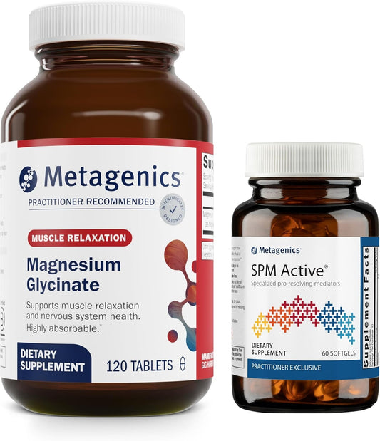 Metagenics Relief Duo: Magnesium Glycinate Tablets & SPM Active Softgels - Nervous System & Joint Support