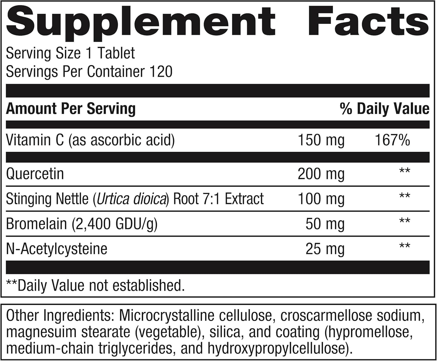Metagenics Sinuplex - Respiratory Support with Vitamin C, Nettle Extract, N-Acetylcysteine - Immune Supplement - 120 Tablets