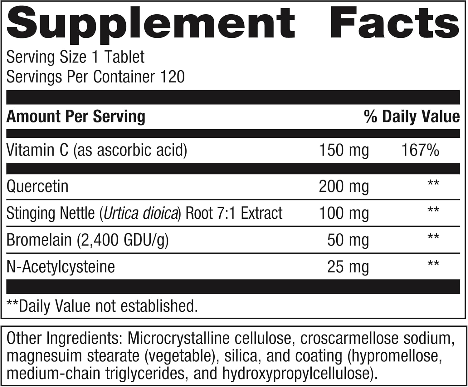 Metagenics Sinuplex - Respiratory Support with Vitamin C, Nettle Extract, N-Acetylcysteine - Immune Supplement - 120 Tablets