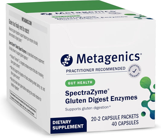 Metagenics SpectraZyme Gluten Digest Enzymes - Digestive Enzyme Capsules for Digesting Wheat, Barley & Rye - Gut Health Support - Non-GMO, Gluten-Free, Vegetarian - 40 Capsules