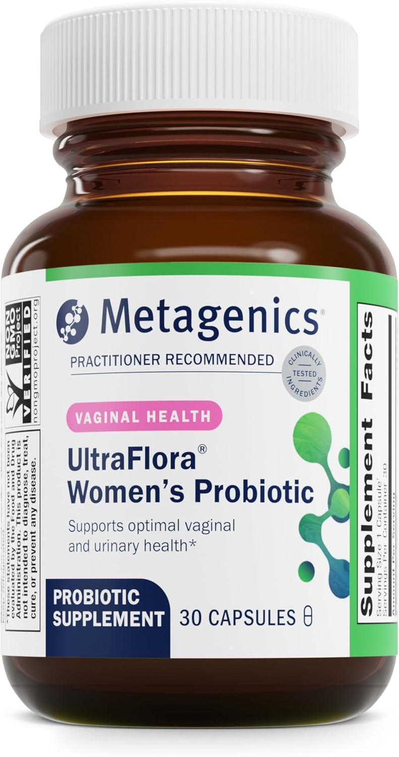 Metagenics UltraFlora Women's & Estrovera Bundle - 30 Count Vaginal Health Probiotics & Menopause Relief Tablets