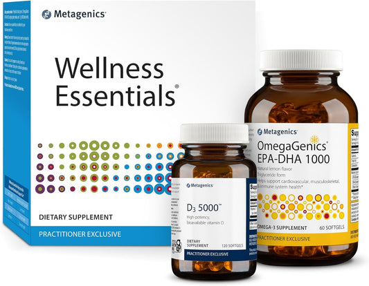 Metagenics Wellness Essentials Bundle: OmegaGenics EPA-DHA 1000 - 60 Softgels & D3 5000 - 120 Softgels - 30 Count