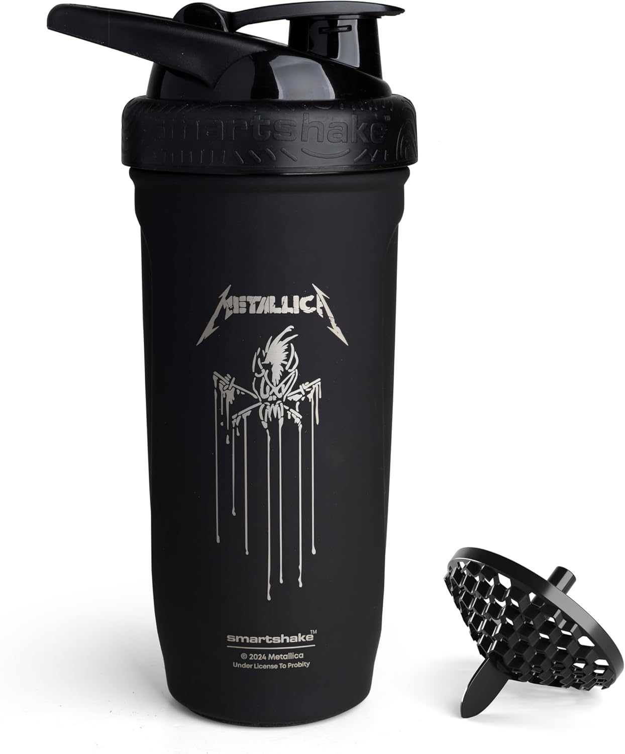 Metallica Smartshake Rockband Reforce Stainless Steel Protein Shaker 900ml - Leakproof Screw-on Lid, BPA Free, Non Insulated, Scary Guy Logo