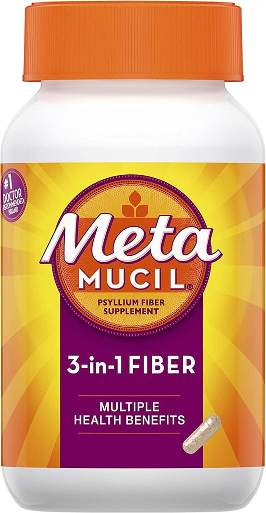 Metamucil 3-in-1 MultiHealth Fiber Supplement Capsules - 600 Capsules, 6 Pack