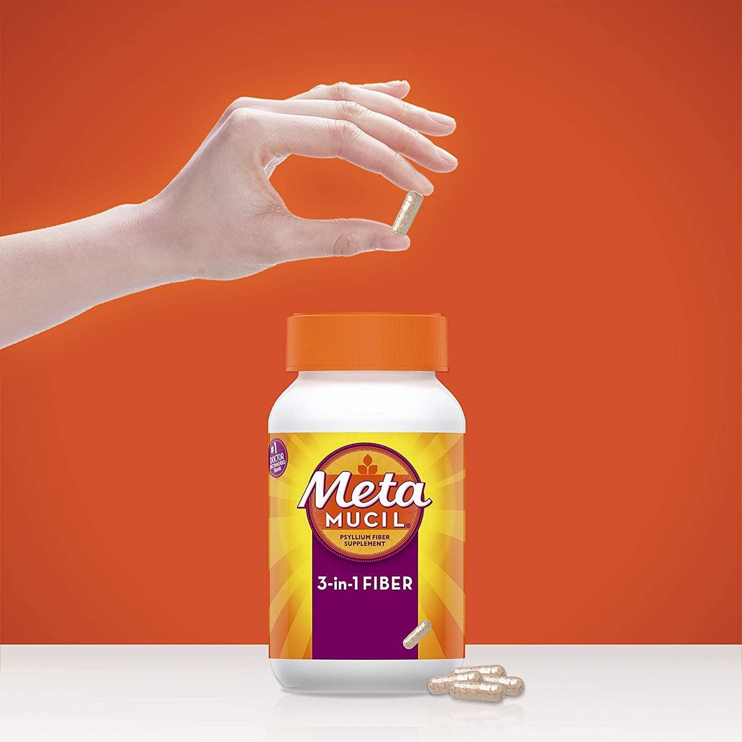 Metamucil 3-in-1 MultiHealth Fiber Supplement Capsules - 600 Capsules, 6 Pack