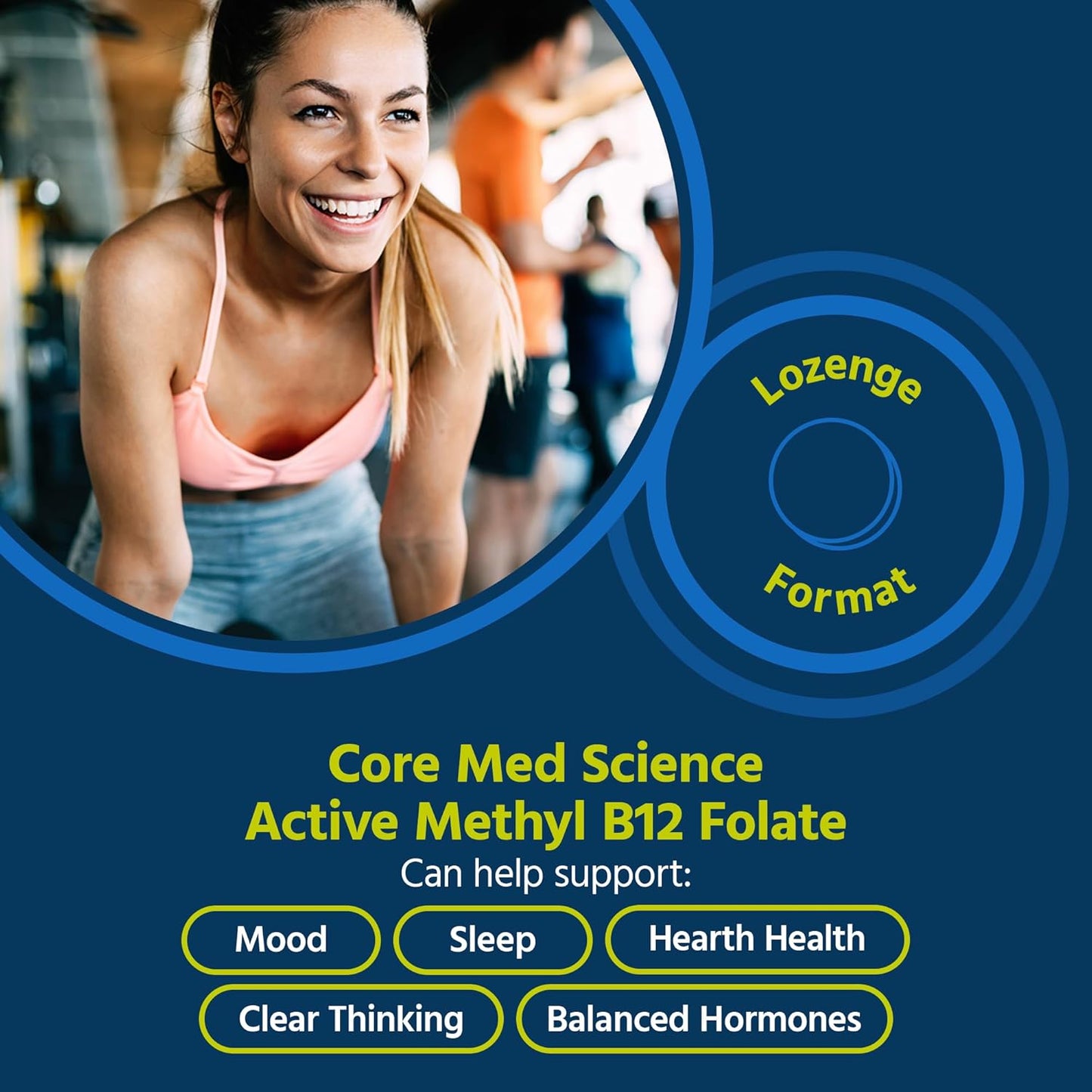Methyl B12 Folate Supplement for Mood, Cognitive, & Heart Health - 5-MTHF Pills for Men & Women - Methylfolate Vitamin B9 - 60 Count