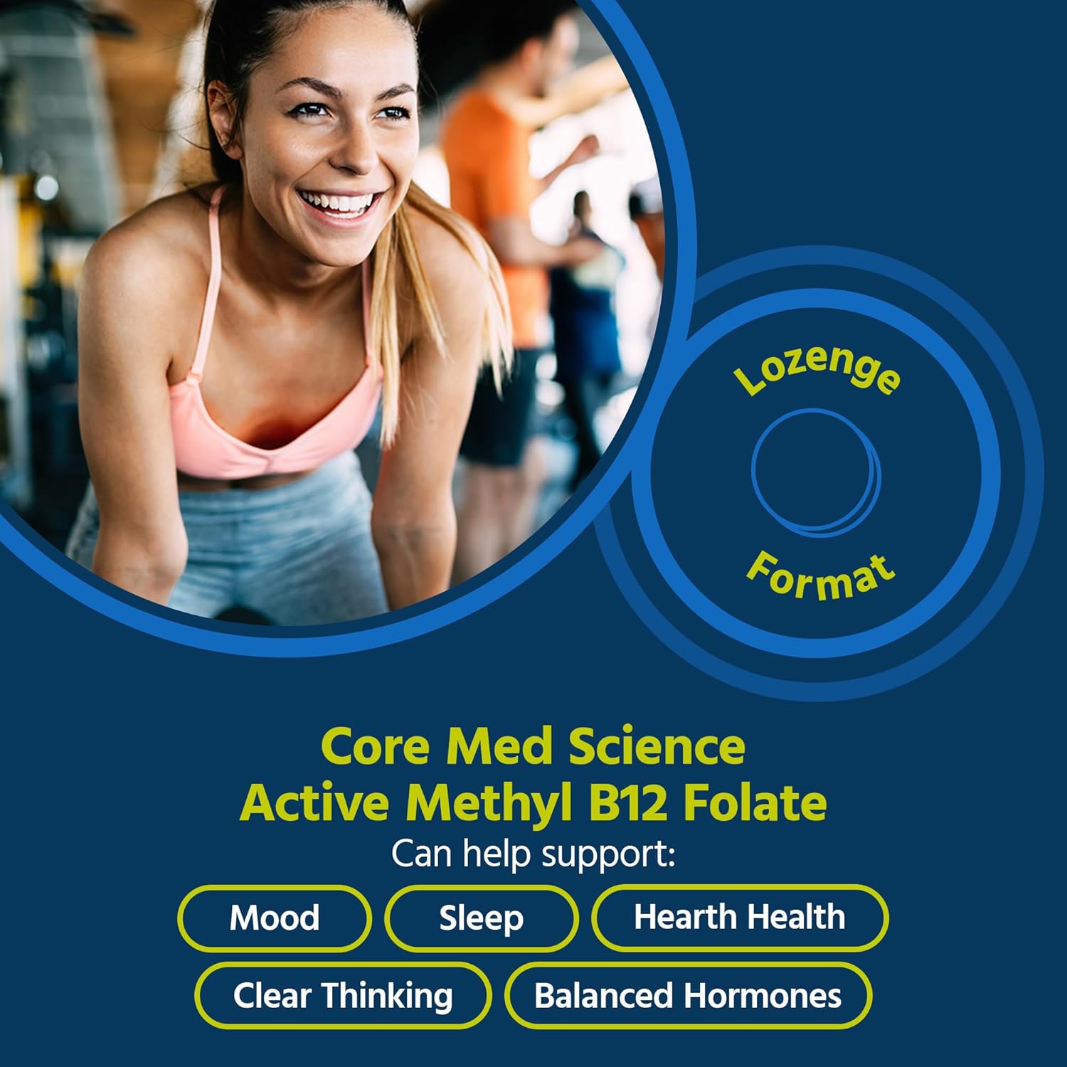 Methyl B12 Folate Supplement for Mood, Cognitive, & Heart Health - 5-MTHF Pills for Men & Women - Methylfolate Vitamin B9 - 60 Count