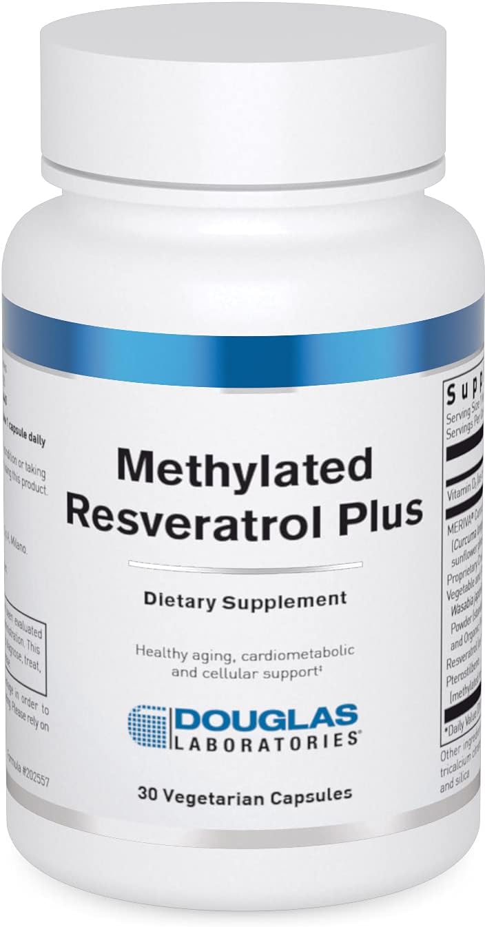 Methylated Resveratrol Plus with Curcumin and Vitamin D | Promotes Cardiometabolic and Cellular Health | 30 Vegetarian Capsules by Douglas Laboratories