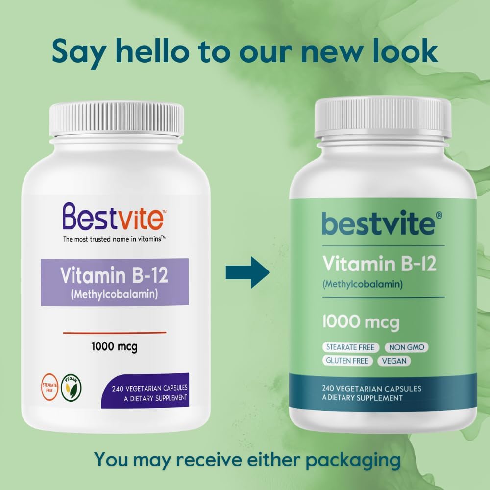 Methylcobalamin B12 1000mcg Capsules - Vegan, Non GMO, Gluten Free - 480 Vegetarian Capsules