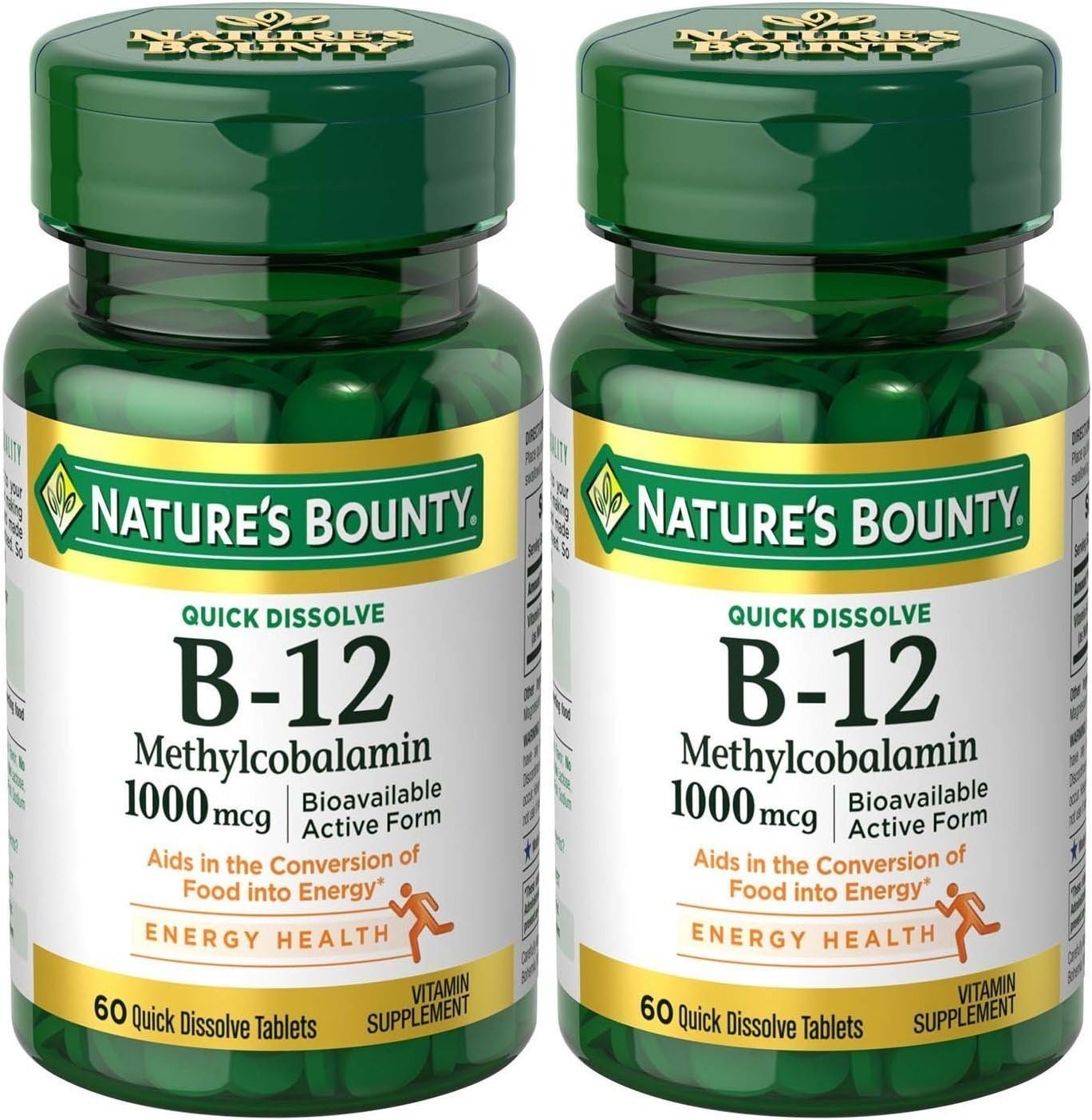 Methylcobalamin B12 Microlozenge Tablets (1000 mcg) - 120 Count, 60 Count x 2 Pack