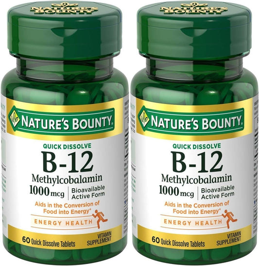 Methylcobalamin B12 Microlozenge Tablets (1000 mcg) - 120 Count, 60 Count x 2 Pack