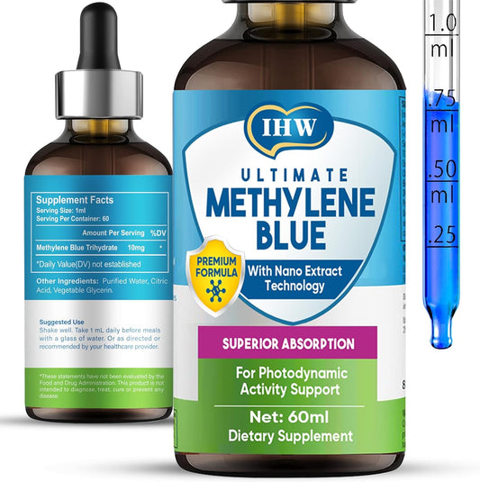 Methylene Blue Liquid Drops for Brain Health, High Absorption Supplement, USP Grade, No Formaldehyde
