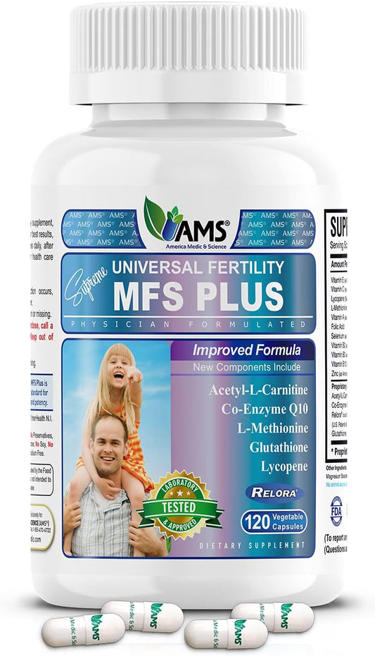 MFS Plus Fertility Supplements for Men - 120 Capsules, Boost Sperm Count and Motility, Natural Preconception Vitamins with Zinc and CoQ10