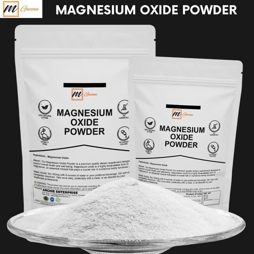 mGanna Pure Magnesium Oxide Powder 0.5 lbs - Promotes Health and Beauty