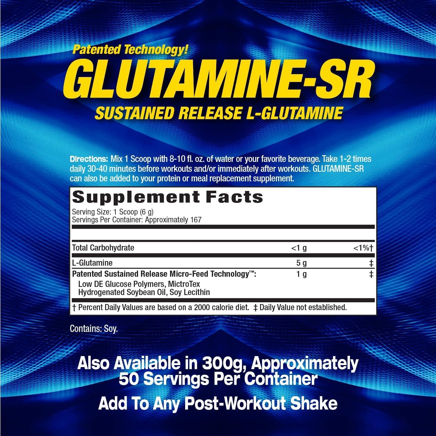 MHP Glutamine SR Powder - Immune Health, Muscle Recovery, Support Muscle Mass - 160 Servings, 2.2 lb