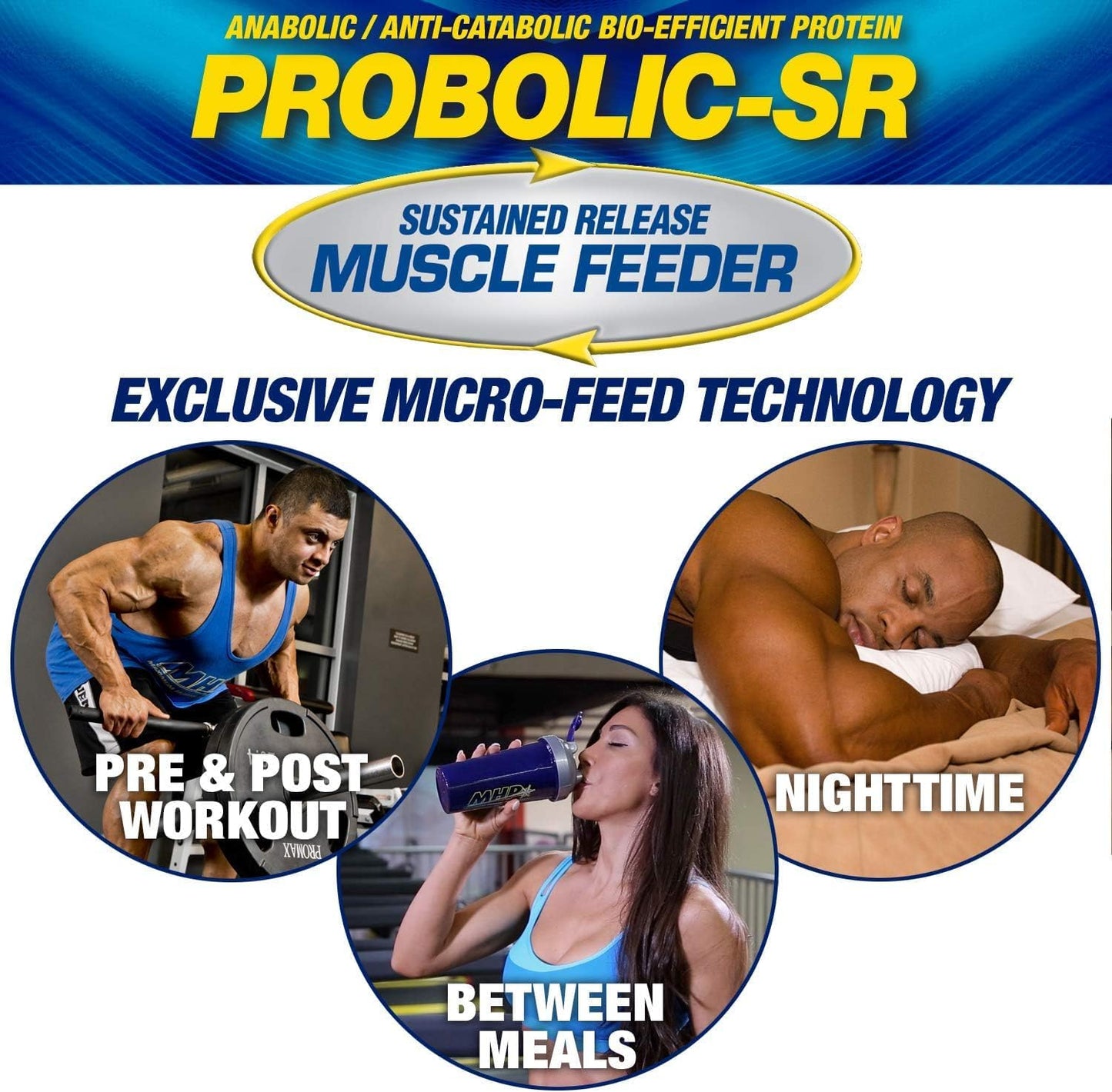 MHP Probolic-SR Sustained Release Protein Powder - 24g Protein, BCAAs, Glutamine, Arginine - Pre, Post, Nighttime - 4lbs, 52 Servings - Vanilla Flavor
