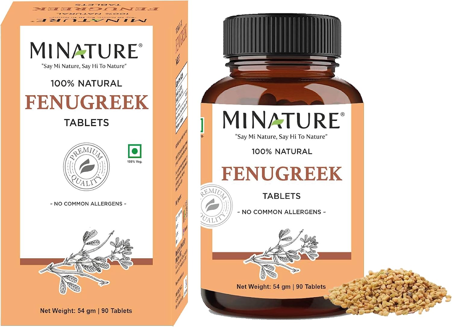 mi Nature Fenugreek Seed Tablets - 90 Tablets, 1000 mg - Vegan & Gluten Free - Made in India - 45 Day Supply