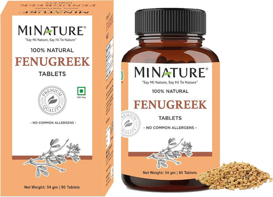mi Nature Fenugreek Seed Tablets - 90 Tablets, 1000 mg - Vegan & Gluten Free - Made in India - 45 Day Supply