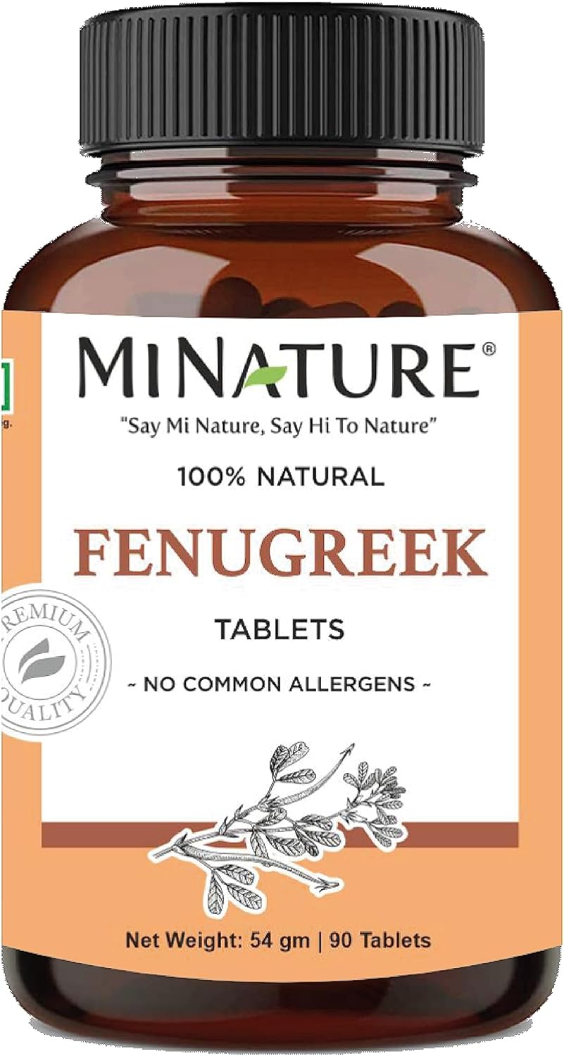 mi Nature Fenugreek Seed Tablets - 90 Tablets, 1000 mg - Vegan & Gluten Free - Made in India - 45 Day Supply