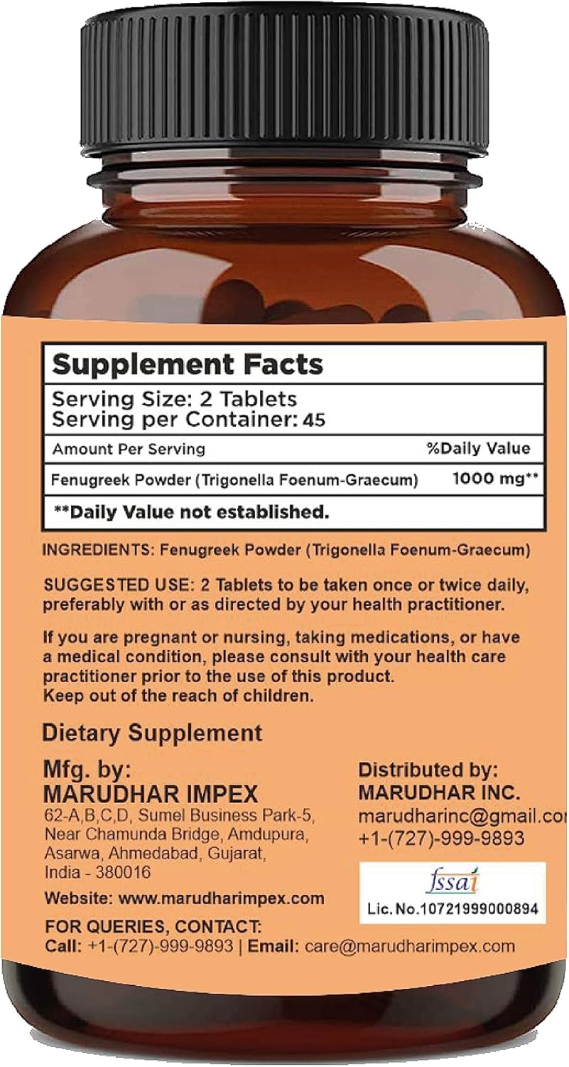 mi Nature Fenugreek Seed Tablets - 90 Tablets, 1000 mg - Vegan & Gluten Free - Made in India - 45 Day Supply