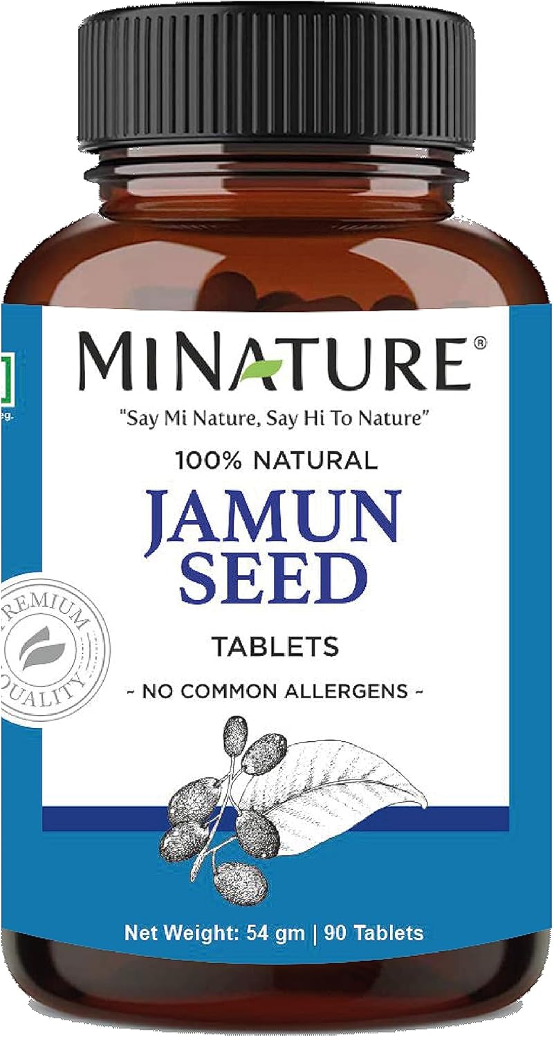 mi Nature Miniature Jamun Seed Tablets - 90 Tablets, 1000mg - 45 Days Supply - Vegan Jamun Tablets