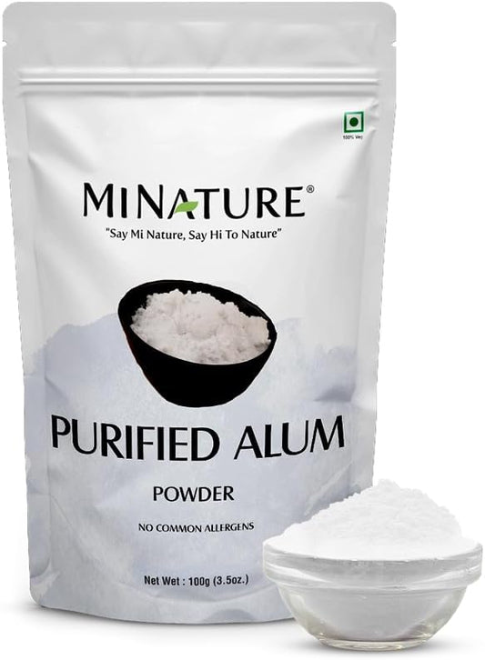 mi Nature Miniature Purified Alum Powder (Phitkari) | 100g (3.5 oz) | 100% Pure Alum Powder | No Additives