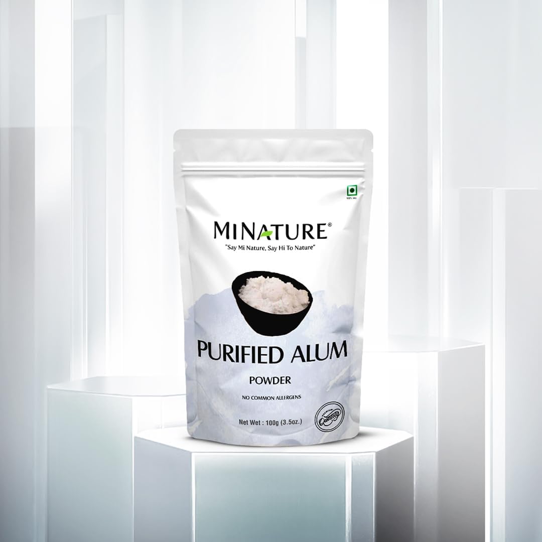 mi Nature Miniature Purified Alum Powder (Phitkari) | 100g (3.5 oz) | 100% Pure Alum Powder | No Additives