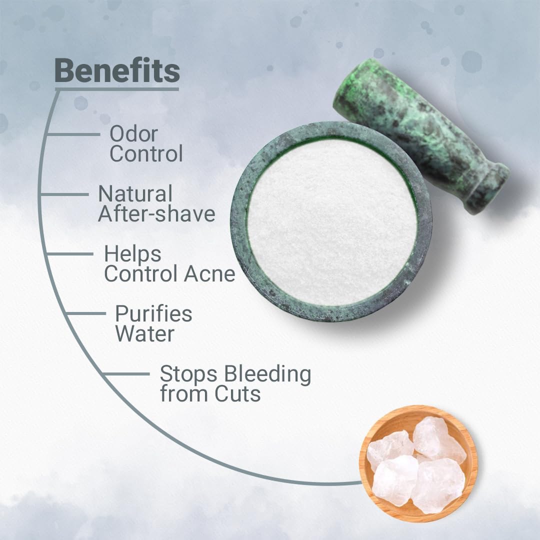 mi Nature Miniature Purified Alum Powder (Phitkari) | 100g (3.5 oz) | 100% Pure Alum Powder | No Additives