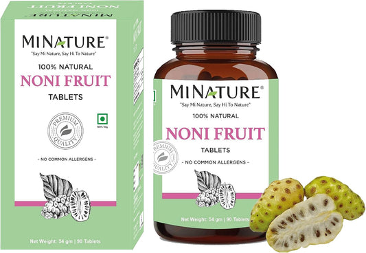 mi Nature Noni Fruit Tablets - 90 Tablets, 1000mg, 45 Days Supply - Vegan Miniature Noni Supplement