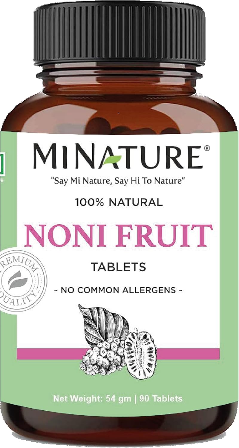 mi Nature Noni Fruit Tablets - 90 Tablets, 1000mg, 45 Days Supply - Vegan Miniature Noni Supplement