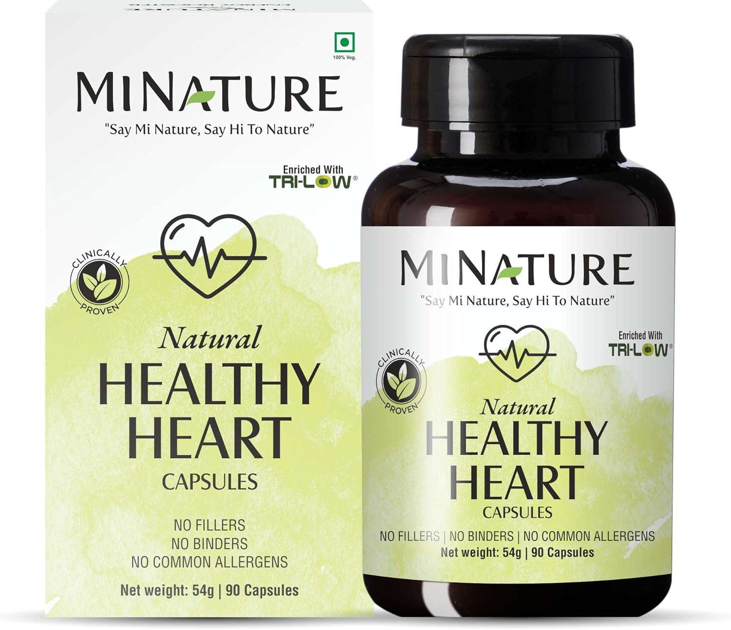 mi Nature TRI-Low Enriched Healthy Heart Capsules | 90 Veg Capsules | 45 Day Supply | 1000mg | Amla, Garlic, Arjuna Extracts | Indian Herb Blend