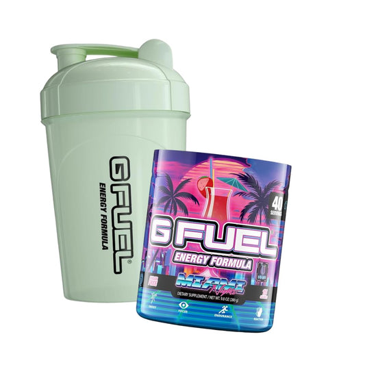 Miami Nights Strawberry Pina Colada G Fuel with Glow-In-The-Dark Shaker Bottle for Gaming