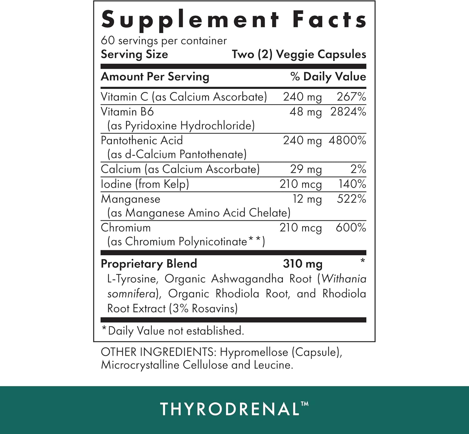 MICHAEL'S Health Thyrodrenal Vegan Capsules - Supports Thyroid & Adrenal Health - 120 Capsules - Vitamin C - 60 Servings