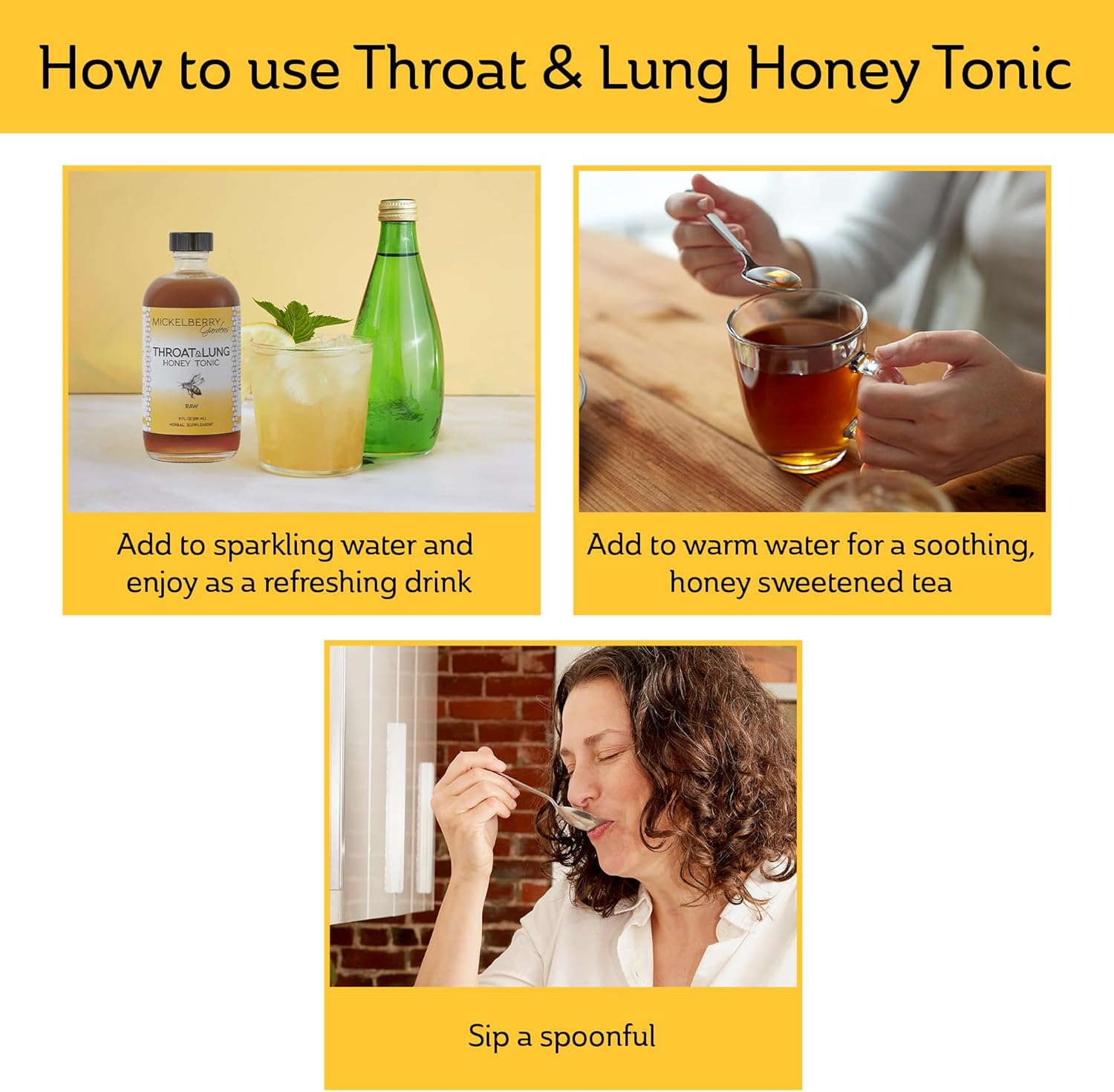 Mickelberry Gardens Throat & Lung Honey Tonic: Natural Wellness Syrup for Sore Throat, Immune Support, and Cough Relief - 4 oz, 2 Pack