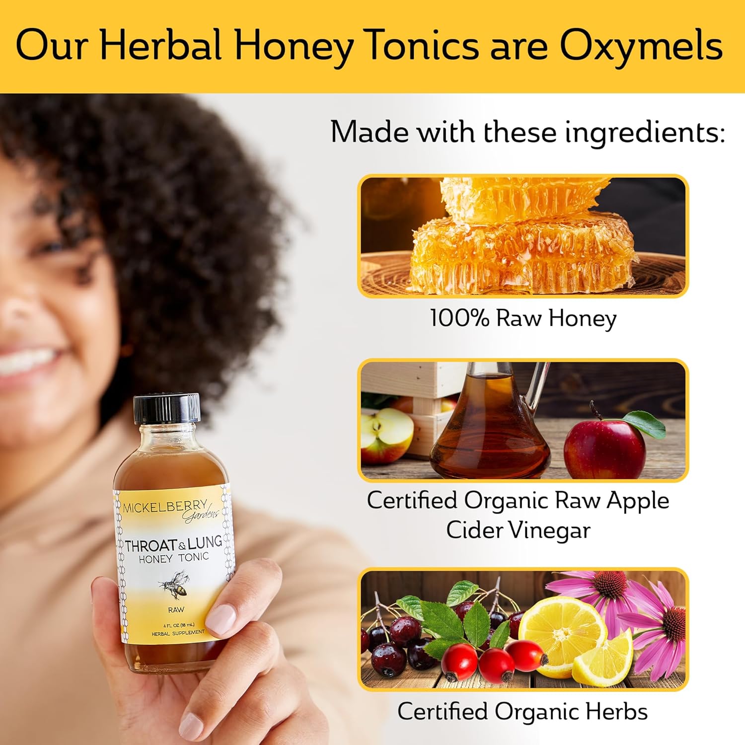 Mickelberry Gardens Throat & Lung Honey Tonic: Natural Wellness Syrup for Sore Throat, Immune Support, and Cough Relief - 4 oz, 2 Pack