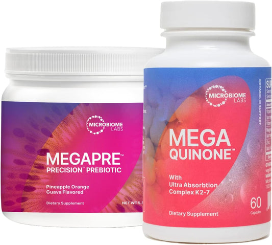 Microbiome Labs Bone Health Bundle: MegaQuinine Complete Vitamin K (60 Capsules) + MegaPre Prebiotic Powder (2.1oz)