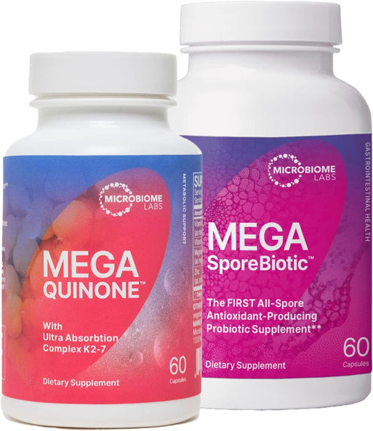 Microbiome Labs Heart Health Bundle: MegaSporeBiotic Probiotic + MegaQuinone K2-7 Vitamin K Supplement