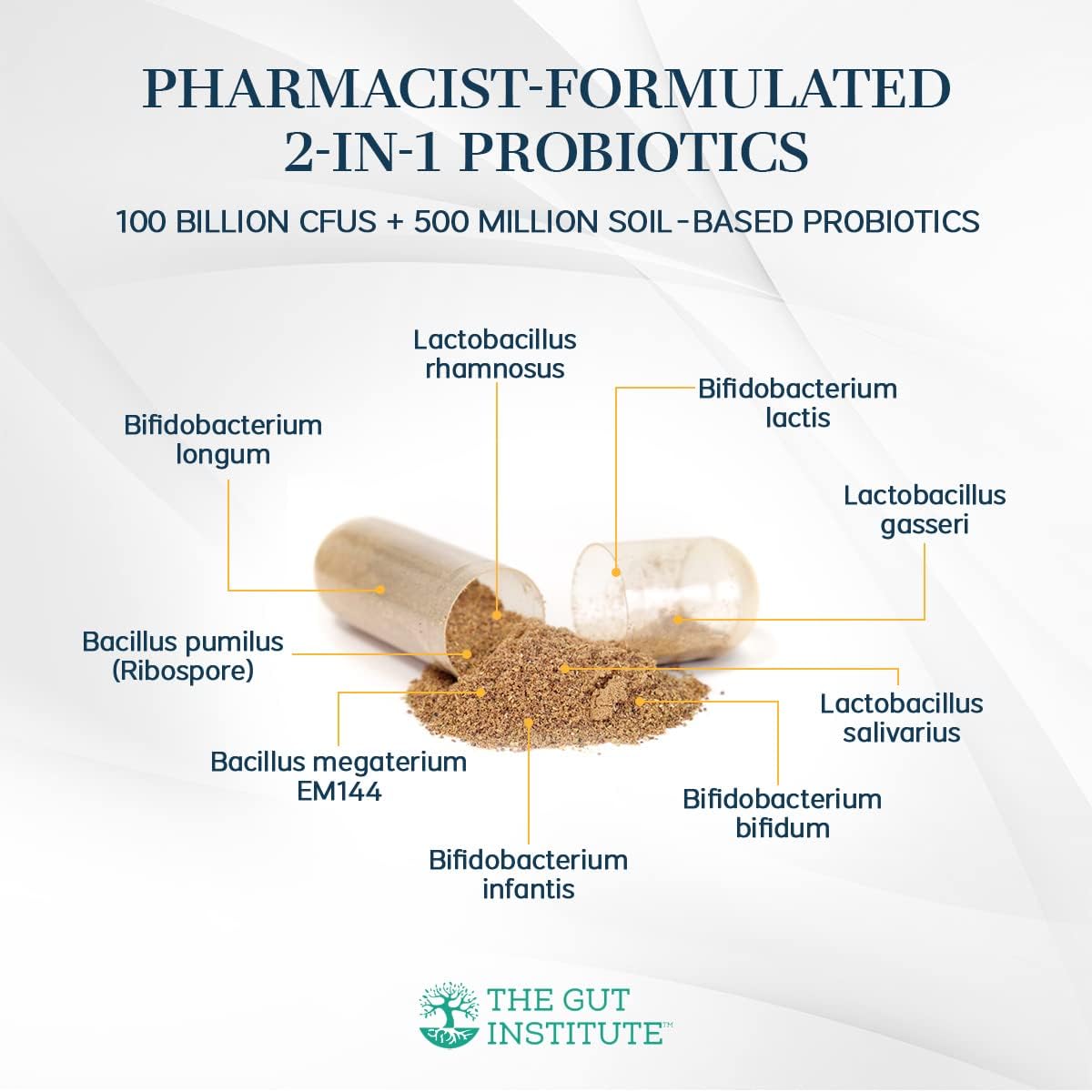 Microbiome Mojo 2-in-1 Probiotics - 100 Billion CFUs + 500 Million Soil-Based Probiotics - 21 Capsules - No Refrigeration - USA Made