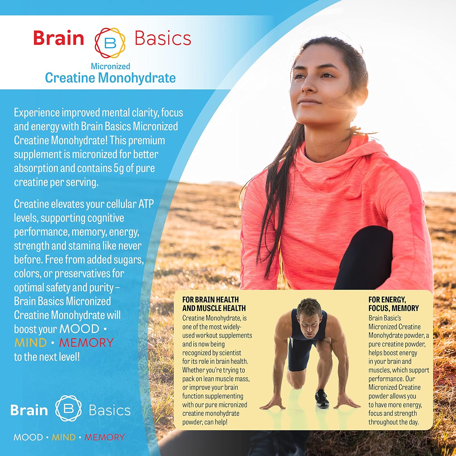 Micronized Creatine Monohydrate Powder 500g - Boost Brain, Muscle, and Endurance with 5g per Serving