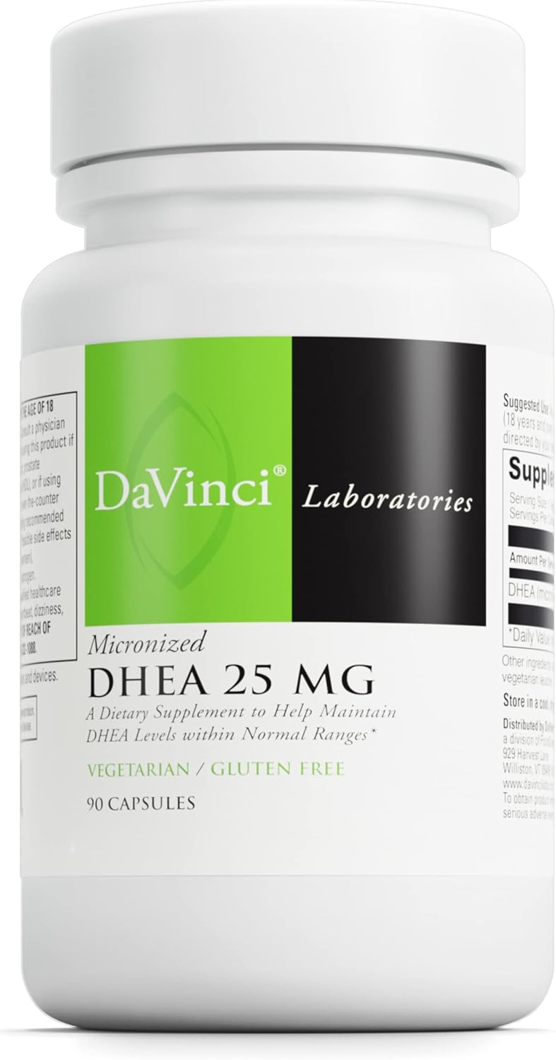 Micronized DHEA 25 mg Dietary Supplement - Supports Immune System, Thyroid & Hormone Health - Gluten-Free - 90 Capsules