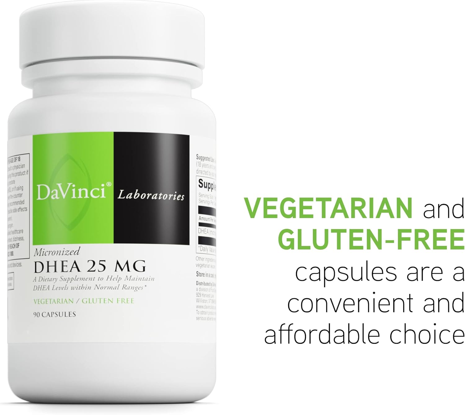 Micronized DHEA 25 mg Dietary Supplement - Supports Immune System, Thyroid & Hormone Health - Gluten-Free - 90 Capsules
