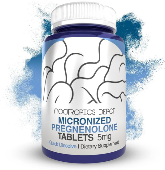Micronized Pregnenolone Quick Dissolve Tablets | 5mg | Mood, Cognition, & Hormone Support | 120 Count by Nootropics Depot