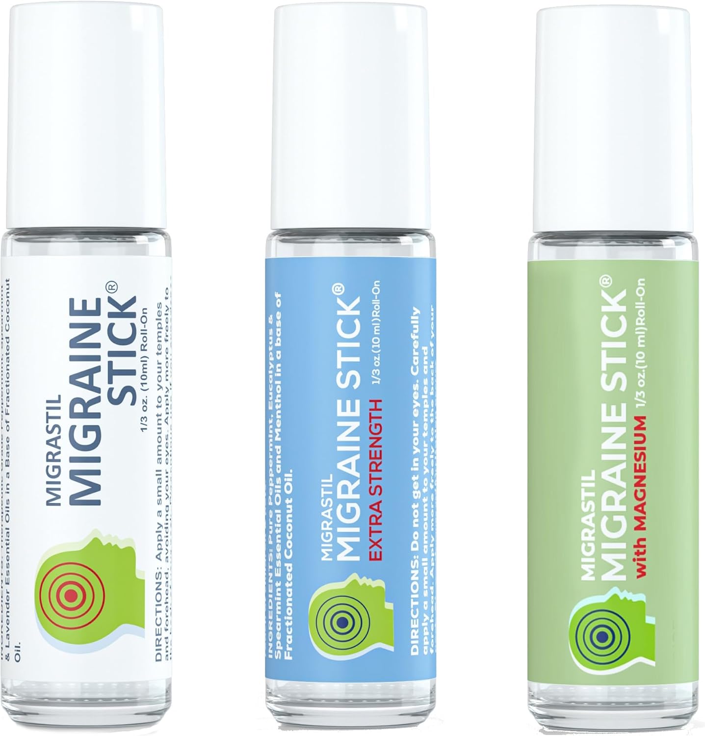 Migraine Stick Trio Bundle: Original, Extra Strength, and Magnesium Sticks for Migraine Relief